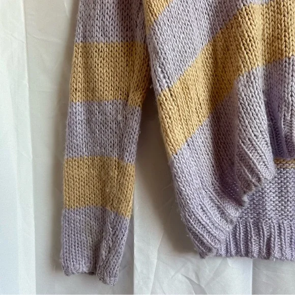 L'ACADEMIE Park Rib Knit Striped Sweater Lavender Orange V-Neck Lightweight XS - Picture 4 of 9